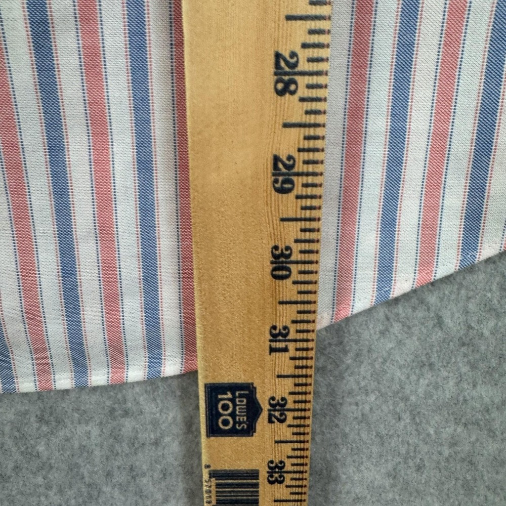 Brooks Brothers 346 Oxford Shirt Mens Large Red Blue Stripe Slim Fit Non Iron - Picture 7 of 8